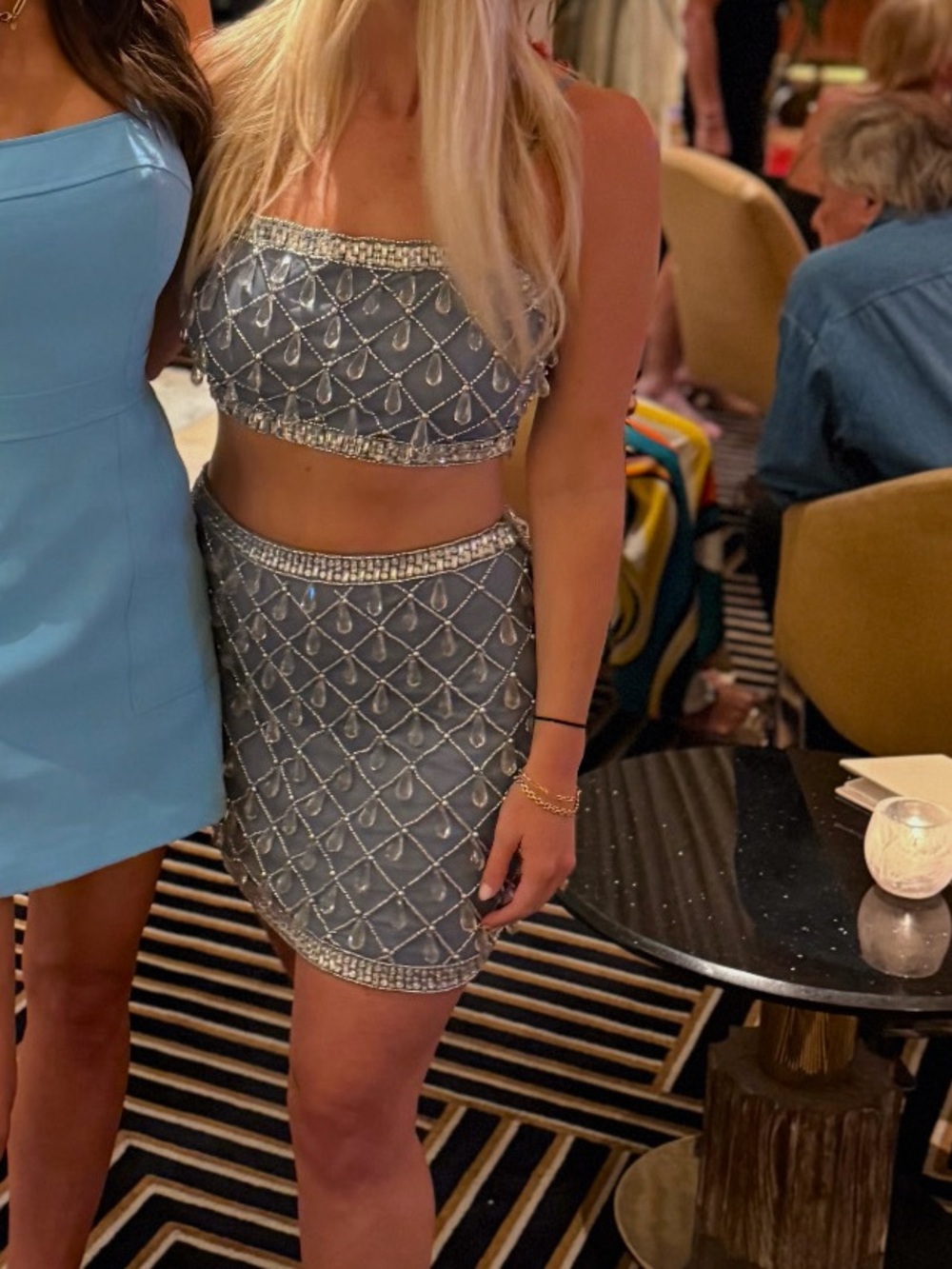 NASTY GAL | Droplet Embellished Crop Top & Mini Skirt Set